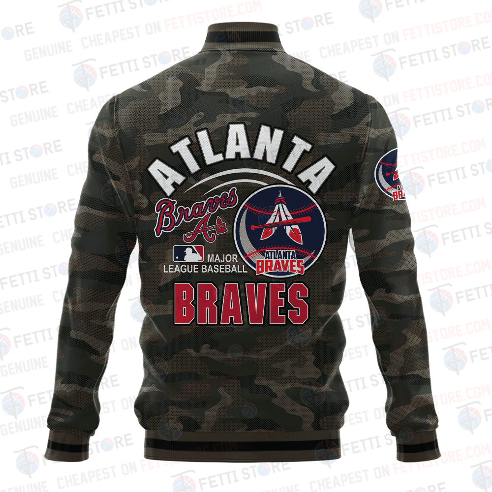 Atlanta Braves Major League Baseball Camo AOP Varsity Jacket STM - All-Over-Printed Jacket