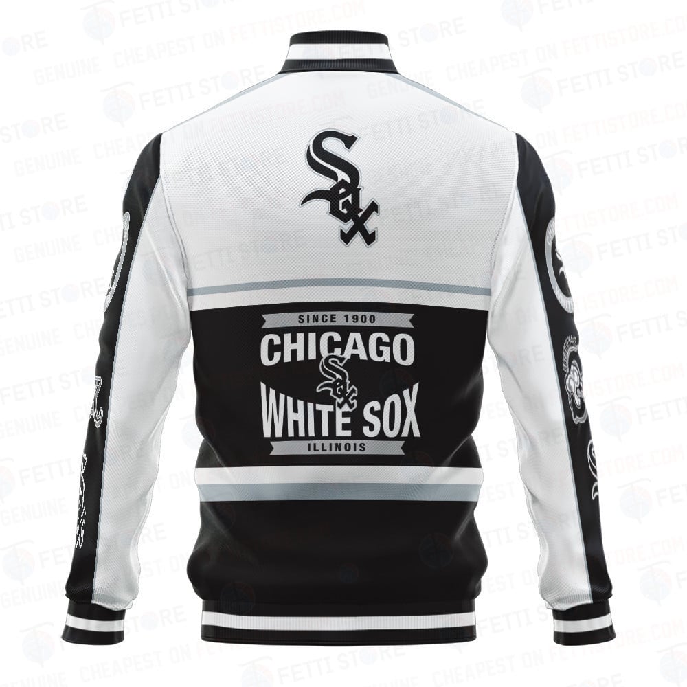 Chicago White Sox Baseball White And Black Pattern Varsity Jacket - All-Over-Printed Jacket