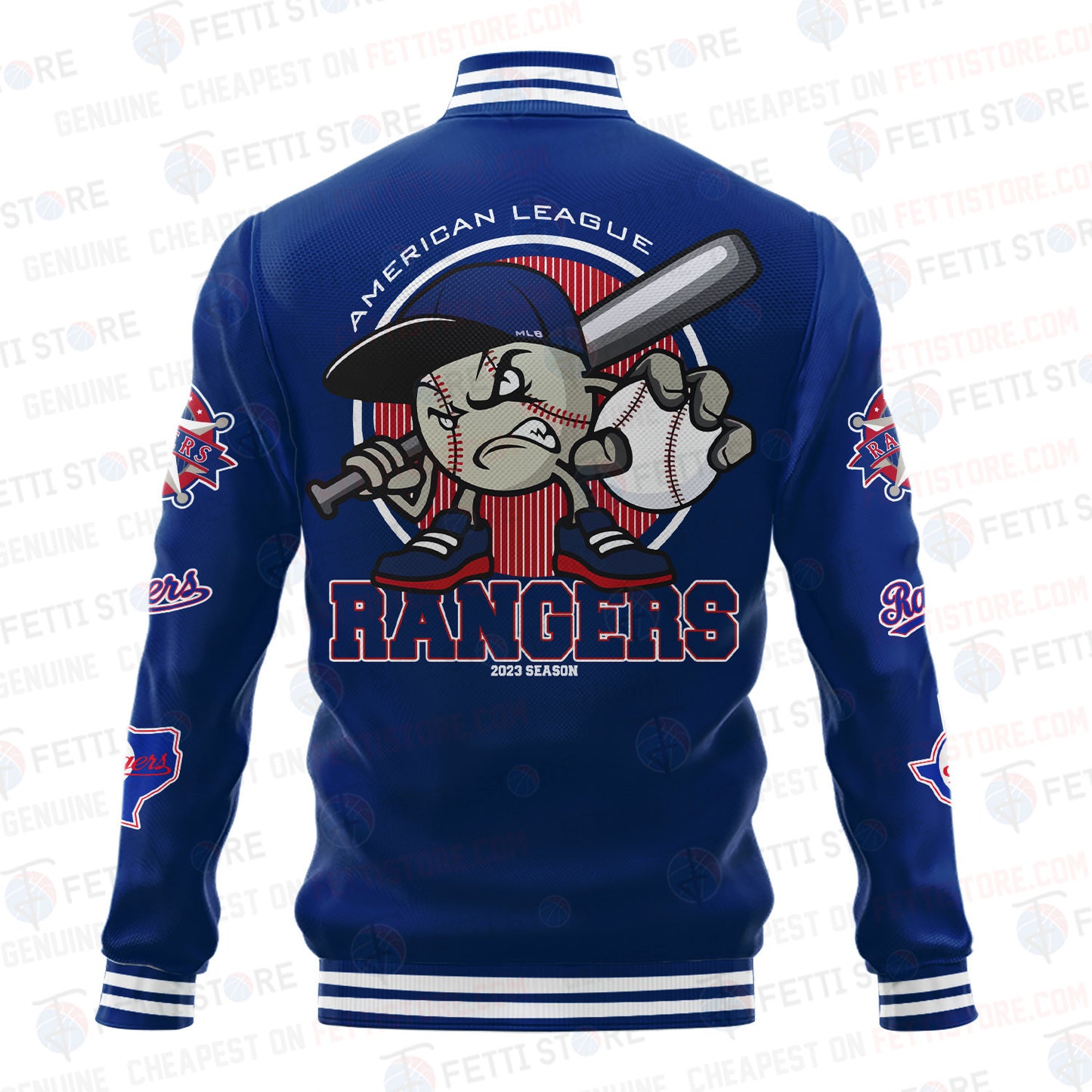 Texas Rangers American League Baseball Vintage Pattern Varsity Jacket - All-Over-Printed Jacket