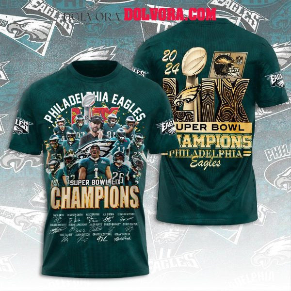 Philadelphia Eagles Proud To Be 2025 Super Bowl Champions All Over Printed T-Shirt - Midnight Green