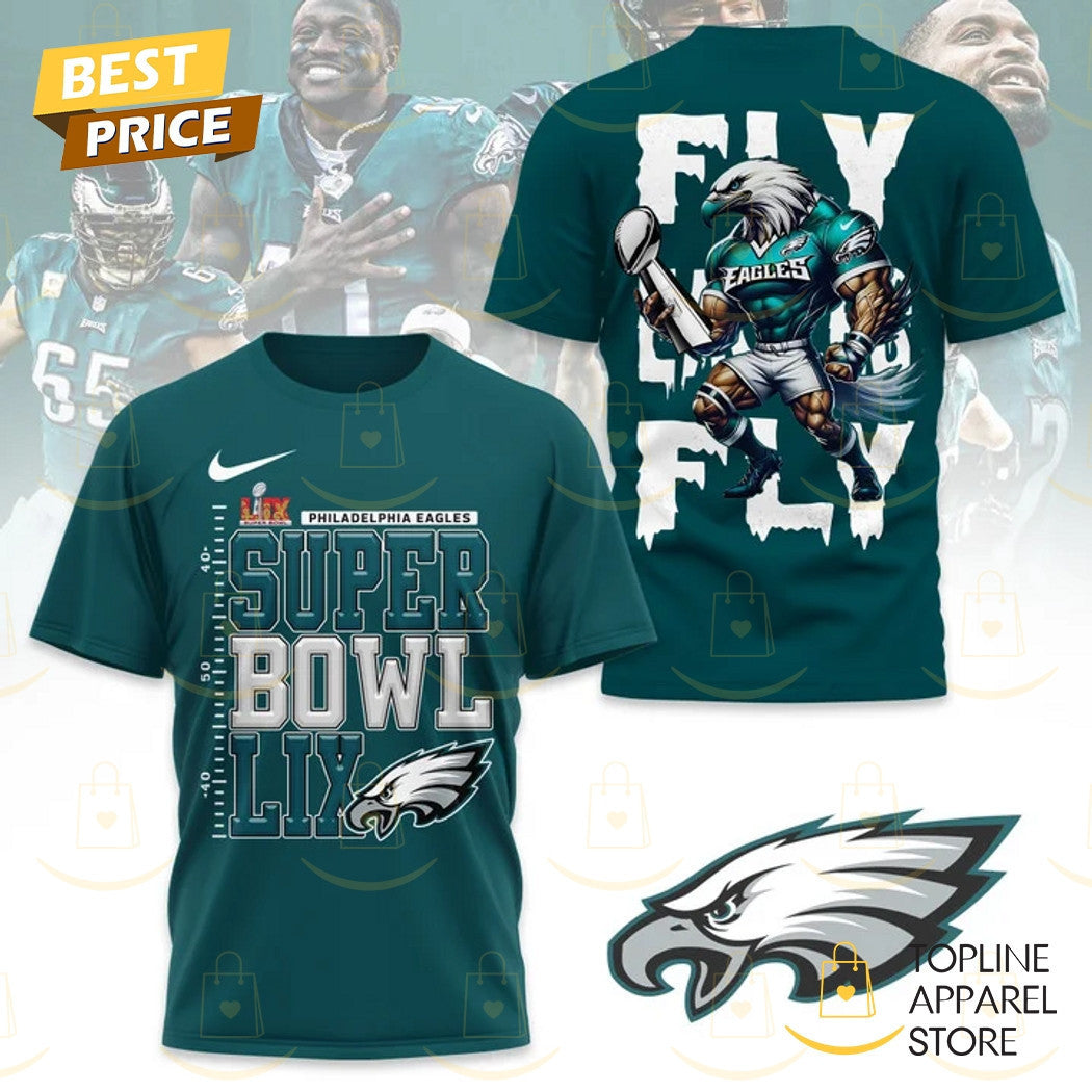 Philadelphia Eagles Champions Super Bowl LIX – Fly Eagles Fly All Over Printed T-Shirt - Green