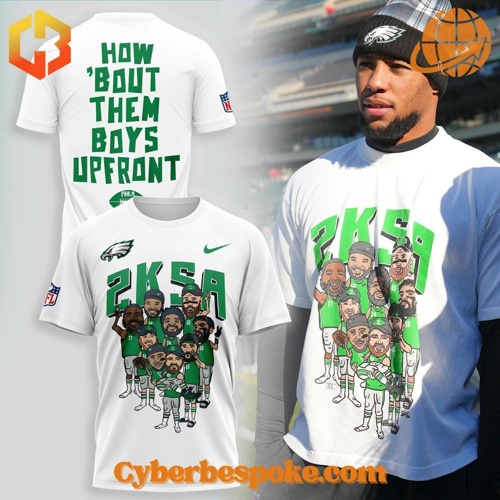 Philadelphia Eagles 2K SA How 'bout Them Boys Upfront All Over Printed T-Shirt - White