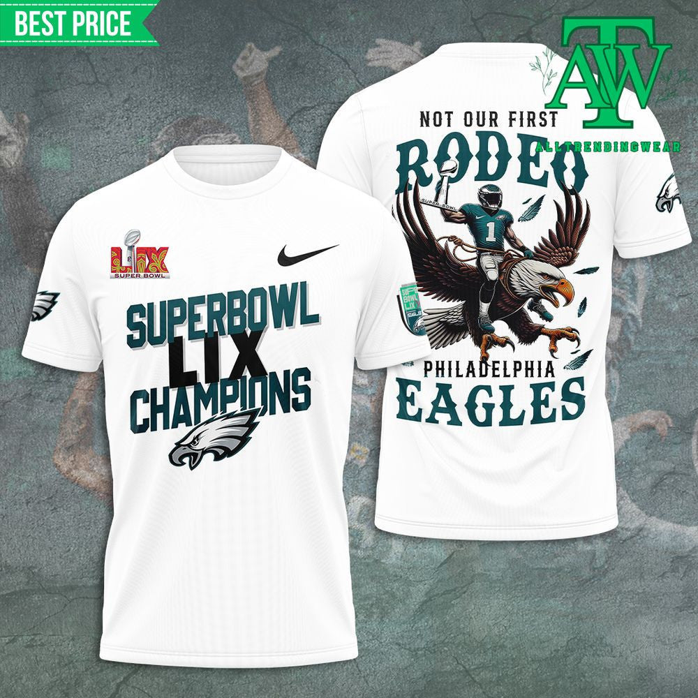 Philadelphia Eagles Super Bowl LIX Champions All Over Printed T-Shirt - White
