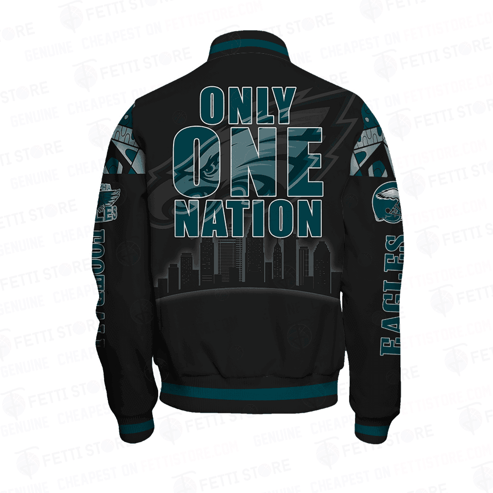 Philadelphia Eagles Only One Nation Print Varsity Jacket - All-Over-Printed Jacket