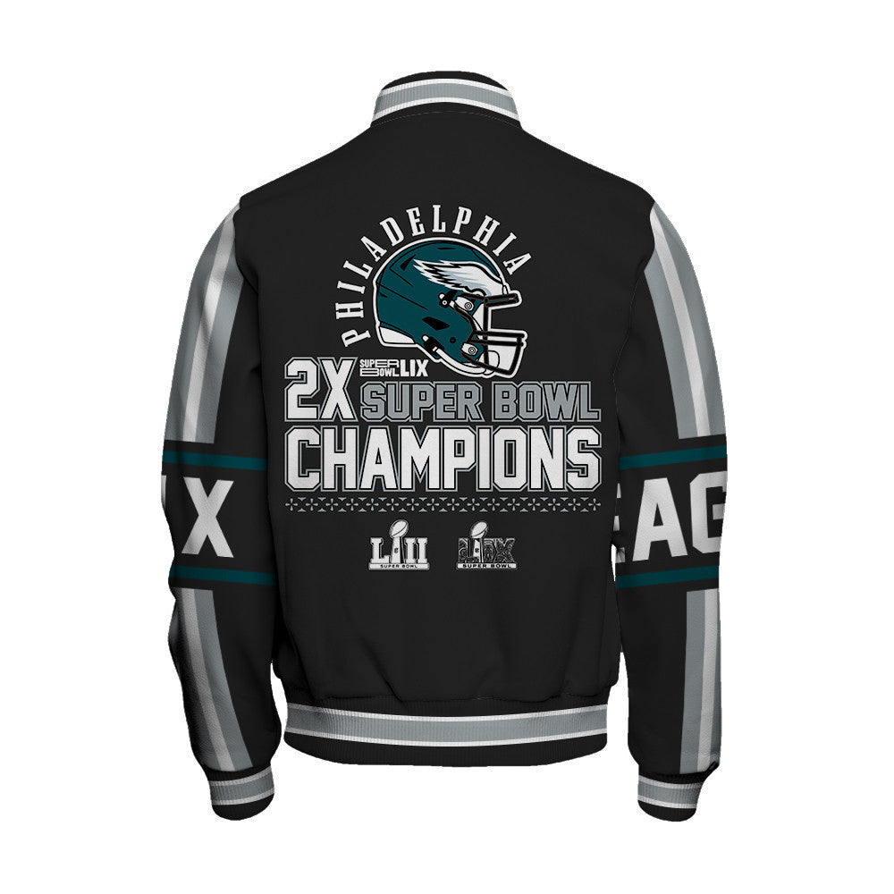 Philadelphia Eagles Super Bowl LIX Champions A Glorious Journey Varsity Jacket - All-Over-Printed Jacket