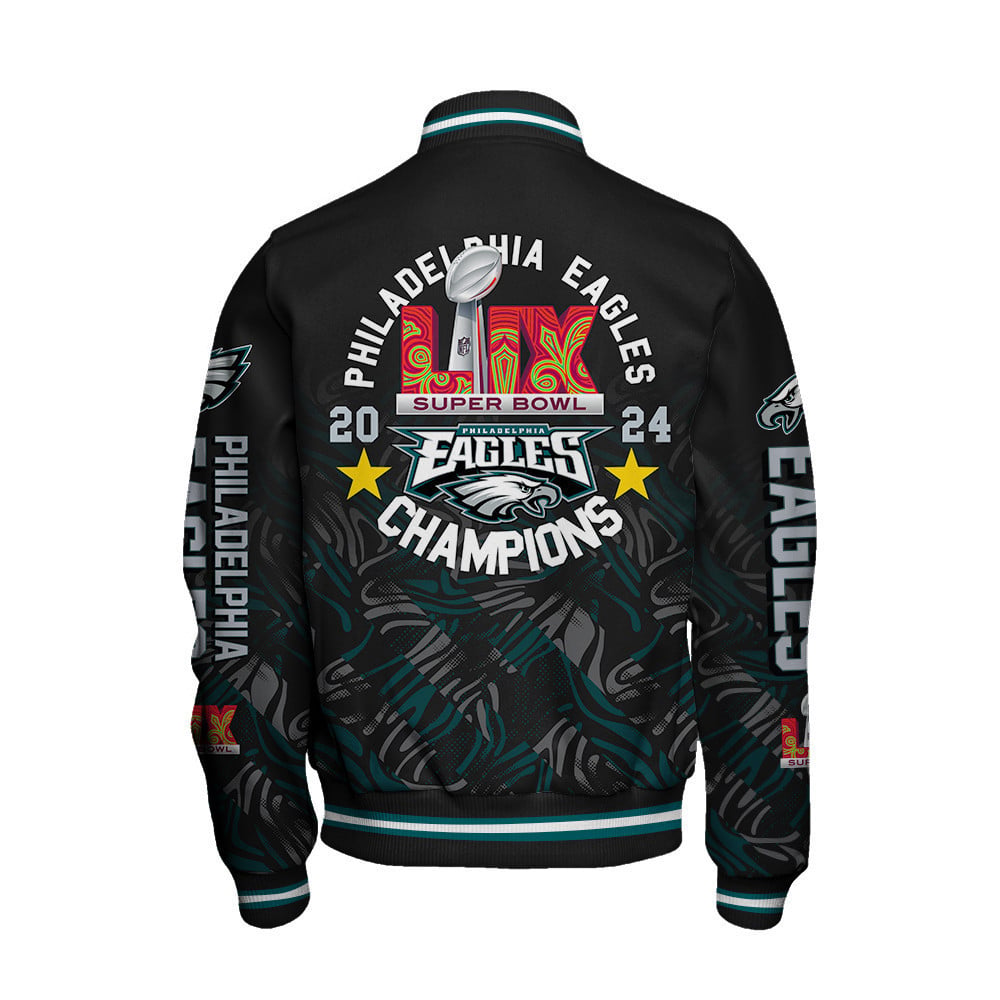 Philadelphia Eagles Super Bowl LIX Champions Soaring High Varsity Jacket - All-Over-Printed Jacket