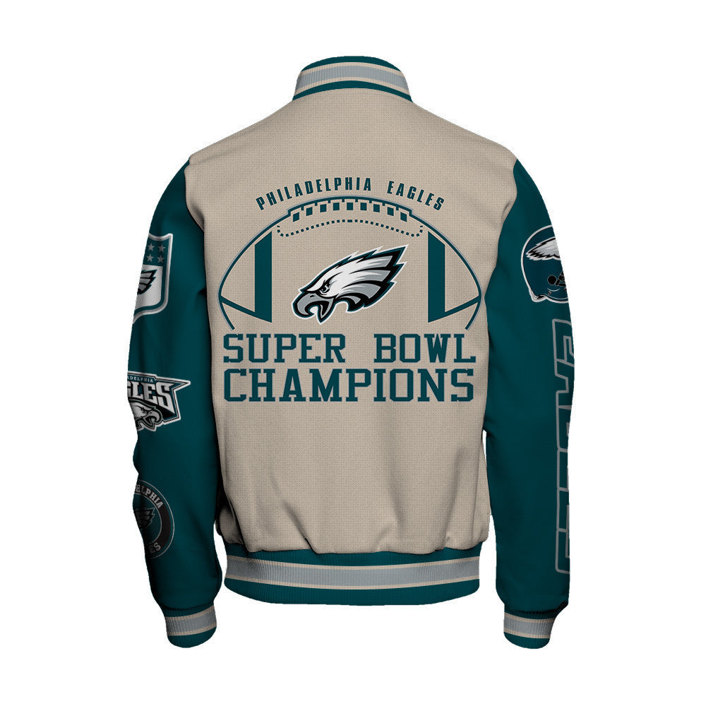 Philadelphia Eagles Super Bowl LIX Lead The Way Varsity Jacket - All-Over-Printed Jacket