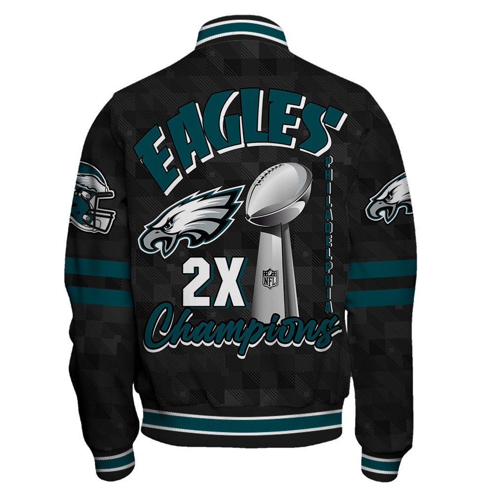 Philadelphia Eagles Super Bowl LIX Champions History Is Being Made Varsity Jacket - All-Over-Printed Jacket