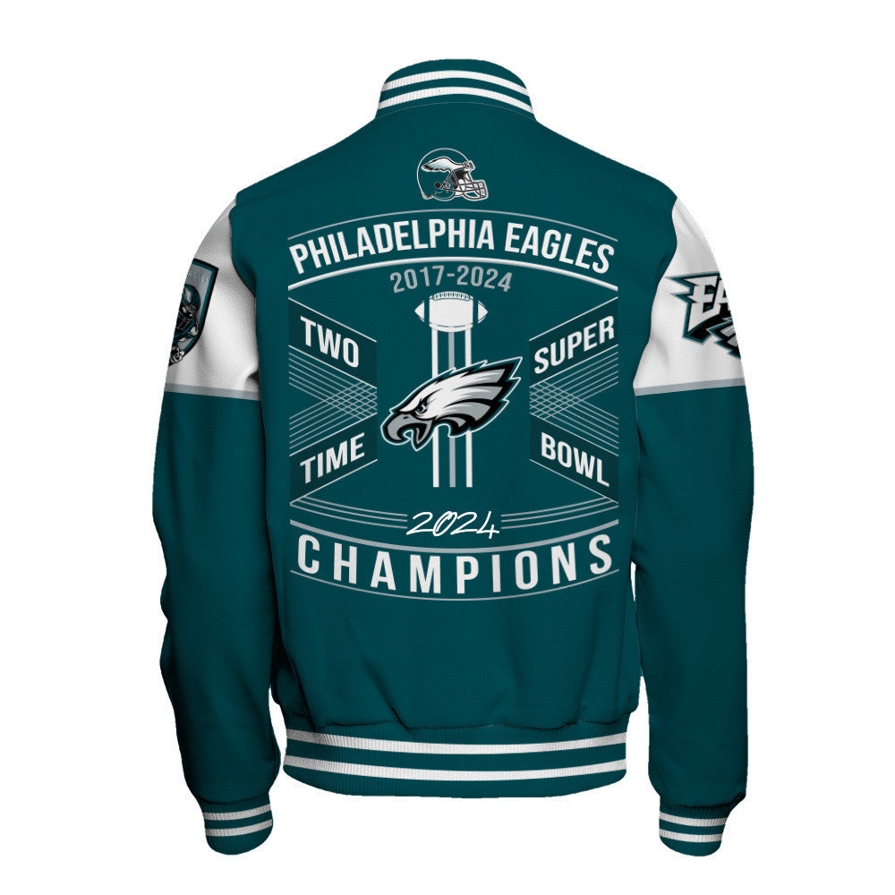 Philadelphia Eagles Super Bowl LIX Champions 2024 Prove Strength Varsity Jacket - All-Over-Printed Jacket