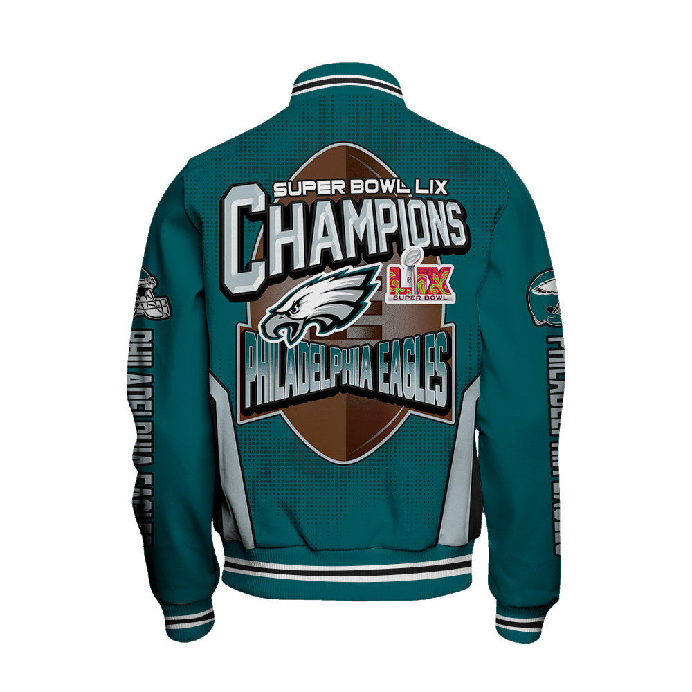 Philadelphia Eagles Super Bowl LIX Champions Feared Opponents Varsity Jacket - All-Over-Printed Jacket