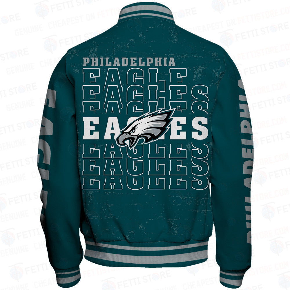 Philadelphia Eagles National Football League Print Varsity Jacket STM V6 - All-Over-Printed Jacket
