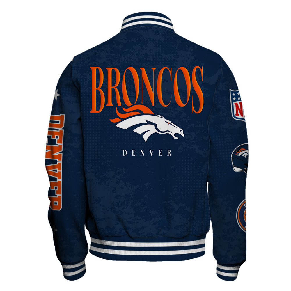 NFL Denver Broncos Printed Team Logo Touchdown Varsity Jacket