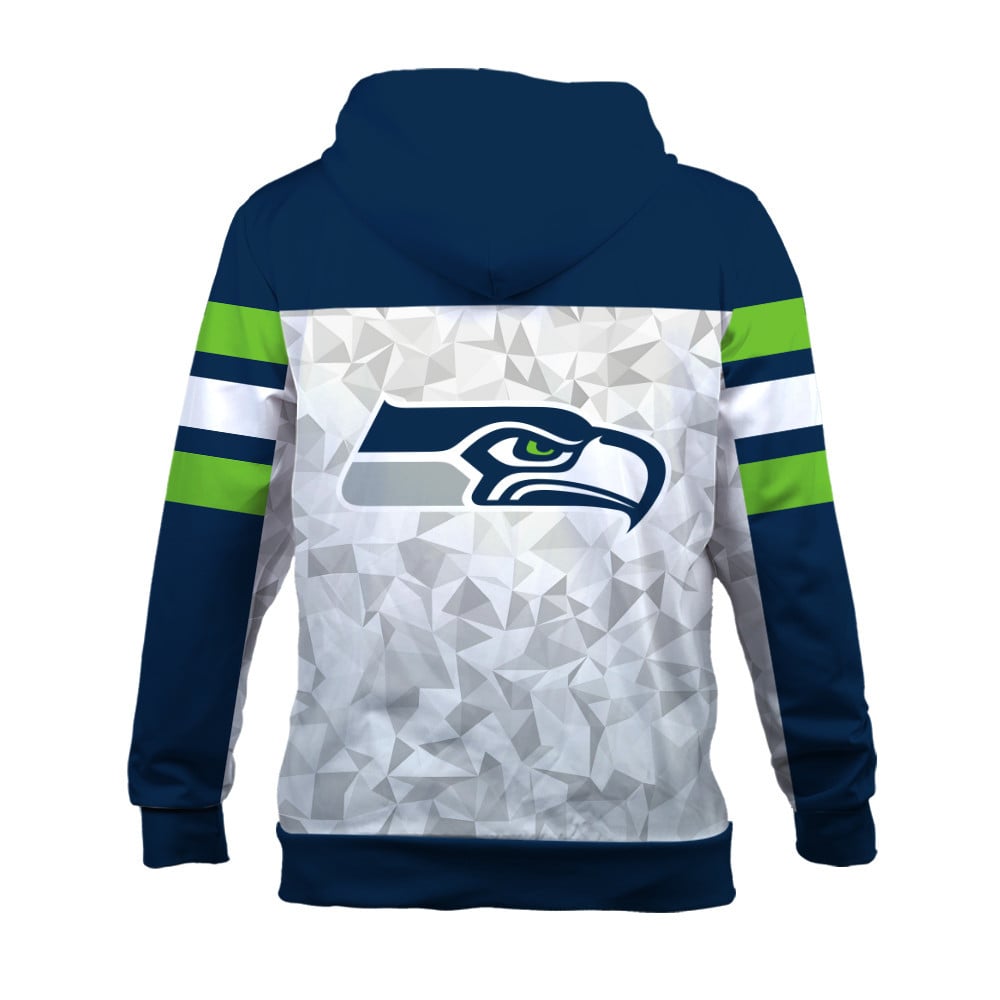 NFL Seattle Seahawks Game Day Essential White/Navy 3D Zip Hoodie