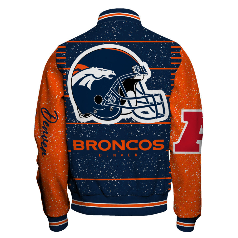 Denver Broncos Exclusive National Football League Graphic Design Varsity Jacket