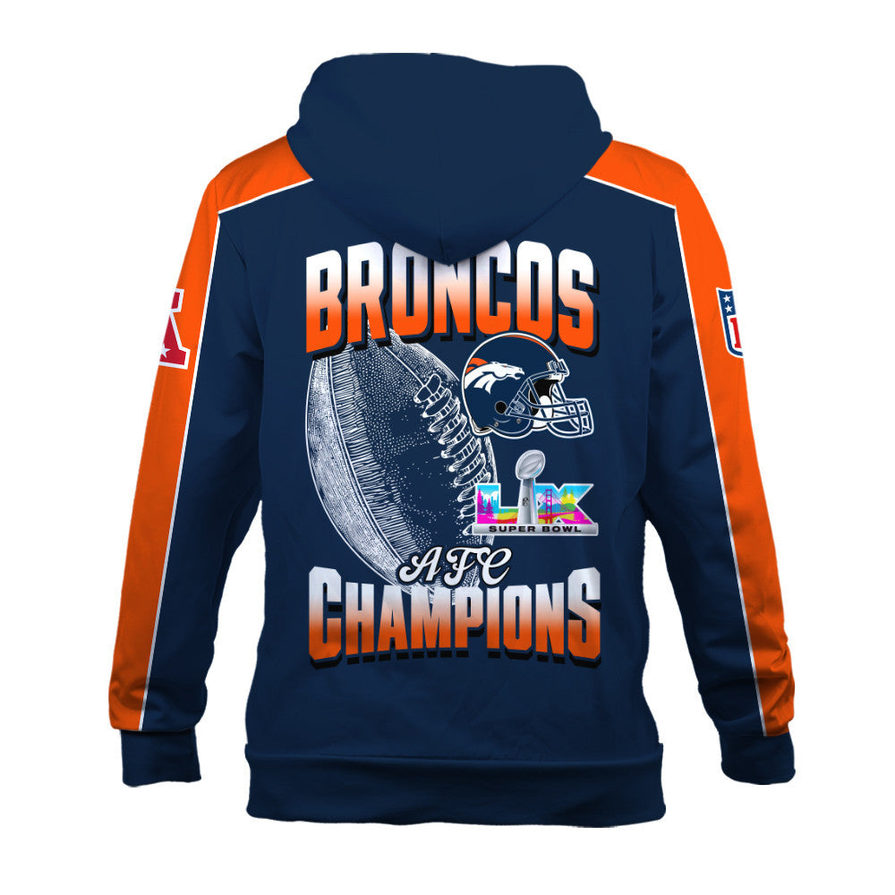 Denver Broncos Courage & Glory 2025 AFC Conference Champions 3D Zip Hoodie