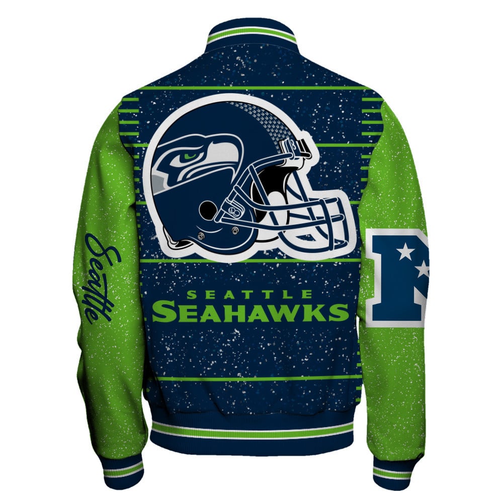 Seattle Seahawks Exclusive National Football League Graphic Design Varsity Jacket