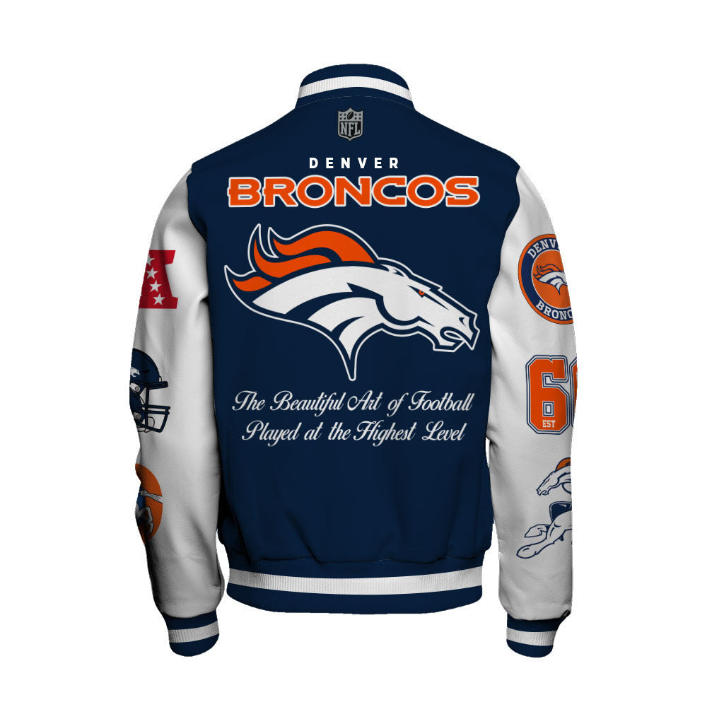 NFL Denver Broncos The Beautiful Art of Football Iconic Varsity Jacket
