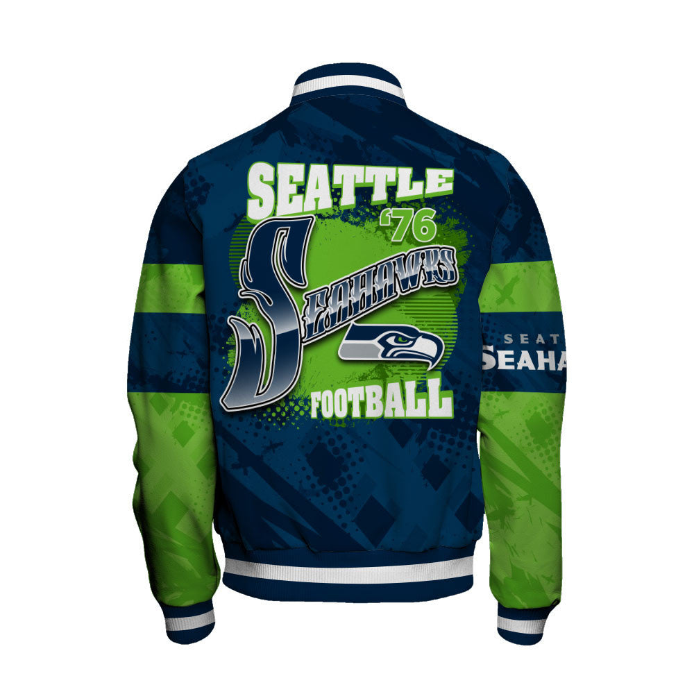 NFL Seattle Seahawks Warrior Spirit Signature Collection Retro Varsity Jacket