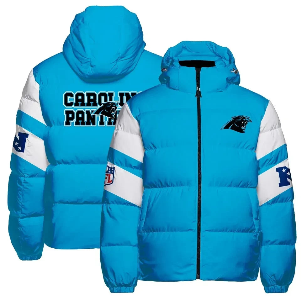 Carolina Panthers Blue White Bold Logo 3D Down Jacket