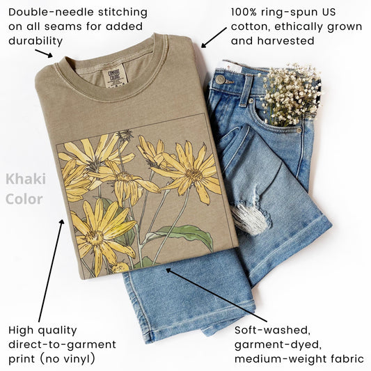 100% Cotton Sunflowers Shirt, Comfort Colors® Hannah Borger Overbeck Art Nouveau T-Shirt for Women, Floral Art Lover Tee, Art Teacher Gift