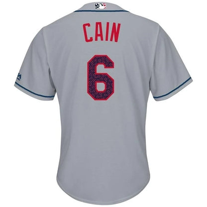Lorenzo Cain Kansas City Royals Fashion Stars And Stripes Cool Base Player Jersey - Gray