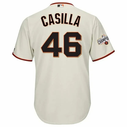 Santiago Casilla San Francisco Giants World Series Champions Cool Base Jersey - Cream