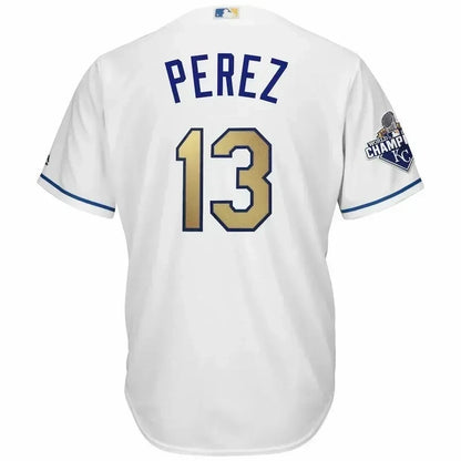 Salvador Perez Kansas City Royals World Series Champions Gold Program Cool Base Player Jersey - White