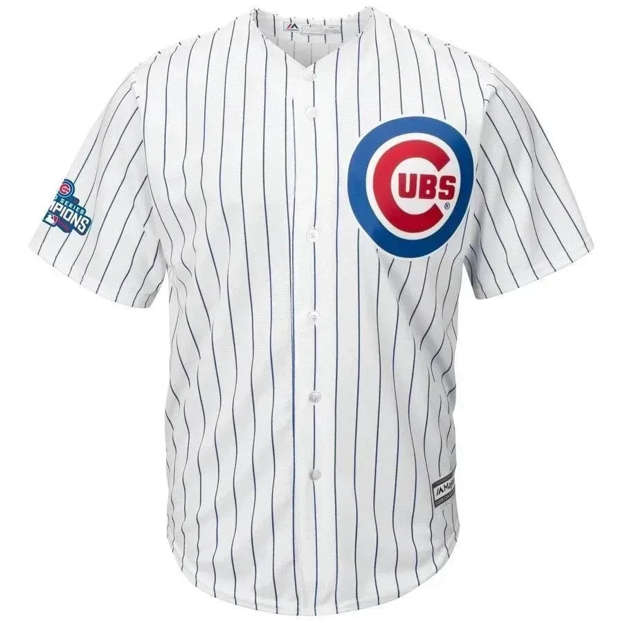 Javier Baez Chicago Cubs Home 2016 World Series Champions Team Logo Patch Player Jersey - White