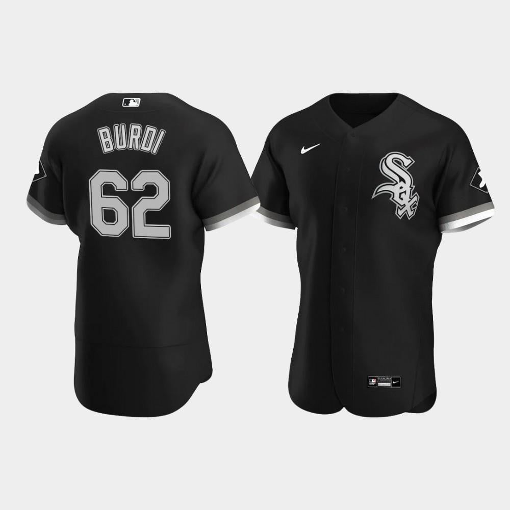 Men's Chicago White Sox 62 Zack Burdi Black Alternate Jersey Jersey