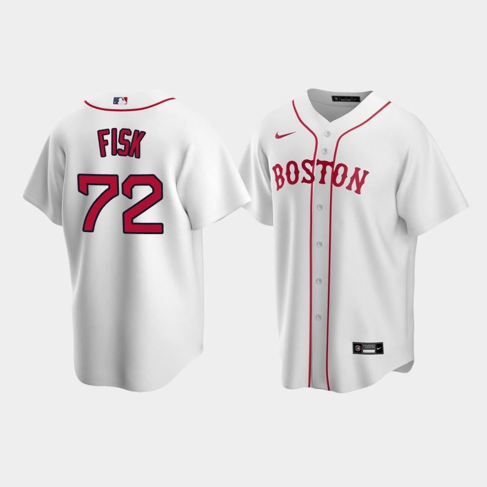 Men's Boston Red Sox Carlton Fisk 72 White Alternate Jersey Jersey