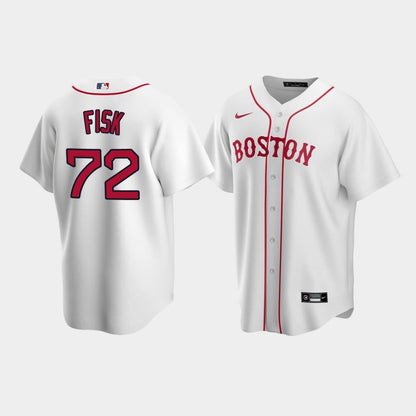 Men's Boston Red Sox Carlton Fisk 72 White Alternate Jersey Jersey