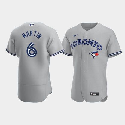 Men's Toronto Blue Jays 6 Austin Martin Gray Road Jersey Jersey