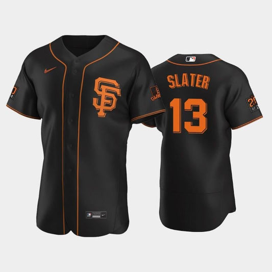 Black San Francisco Giants 13 Austin Slater Alternate Jersey Jersey