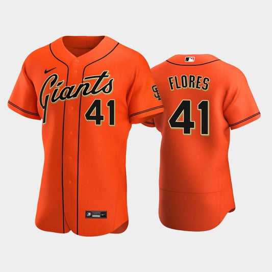 San Francisco Giants 41 Wilmer Flores Alternate Jersey Orange Jersey