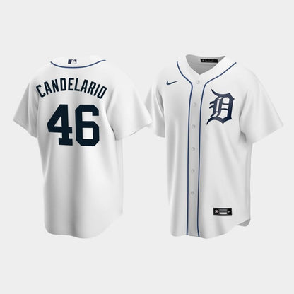 Men's Detroit Tigers 46 Jeimer Candelario White Home Jersey Jersey