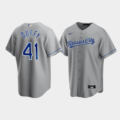 Men's Kansas City Royals Danny Duffy 41 Gray Road Cool Base Jersey Jersey