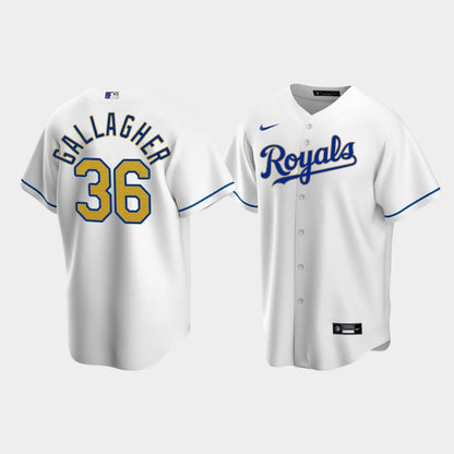 Men's Kansas City Royals Cam Gallagher 36 White Home Cool Base Jersey Jersey
