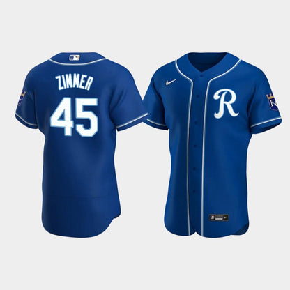 Kyle Zimmer 45 Kansas City Royals Team Logo Royal Alternate Jersey Jersey