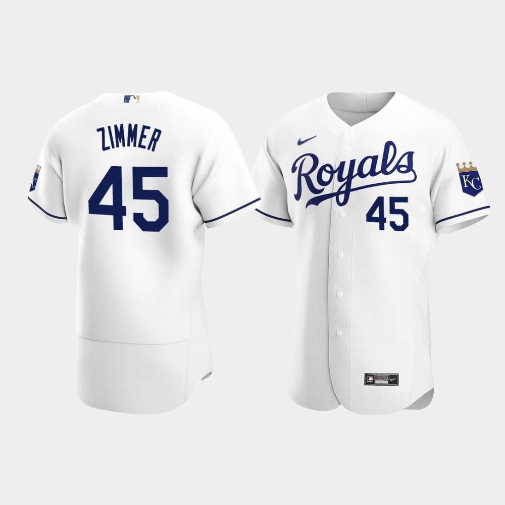 Kyle Zimmer 45 Kansas City Royals White Home Jersey Jersey