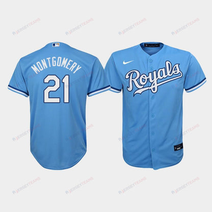 Youth Kansas City Royals Mike Montgomery 21 Light Blue Alternate Jersey Jersey