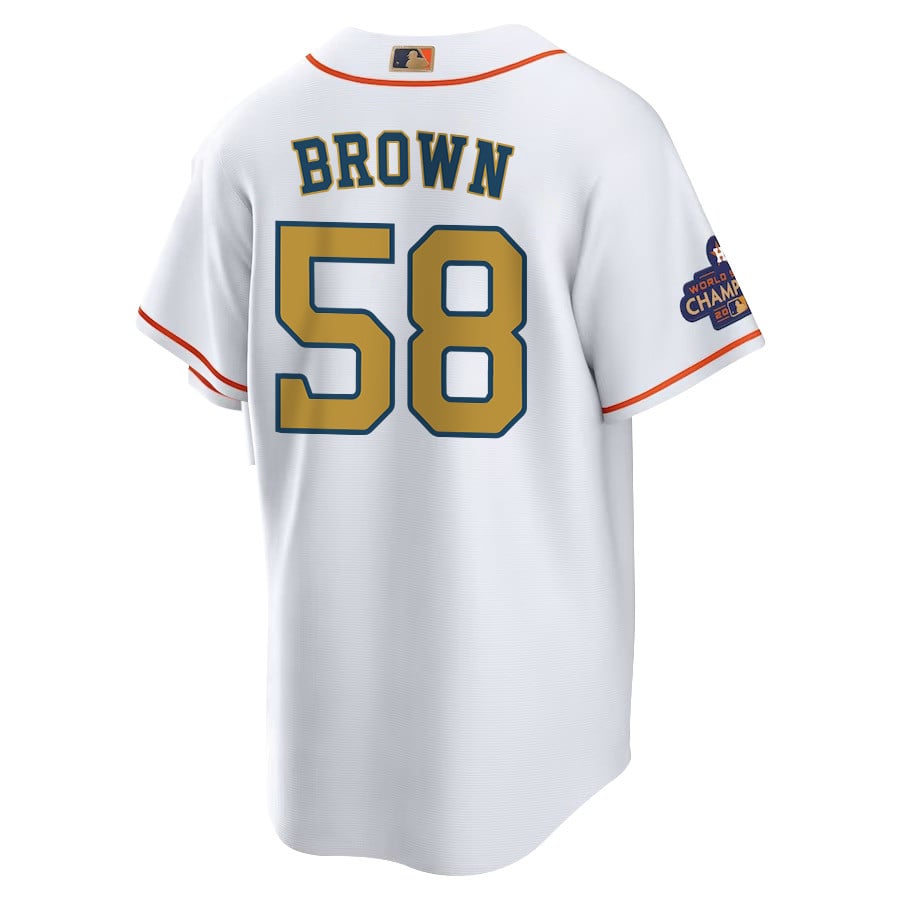 Hunter Brown 58 Houston Astros 2023 Men Jersey - White/Gold