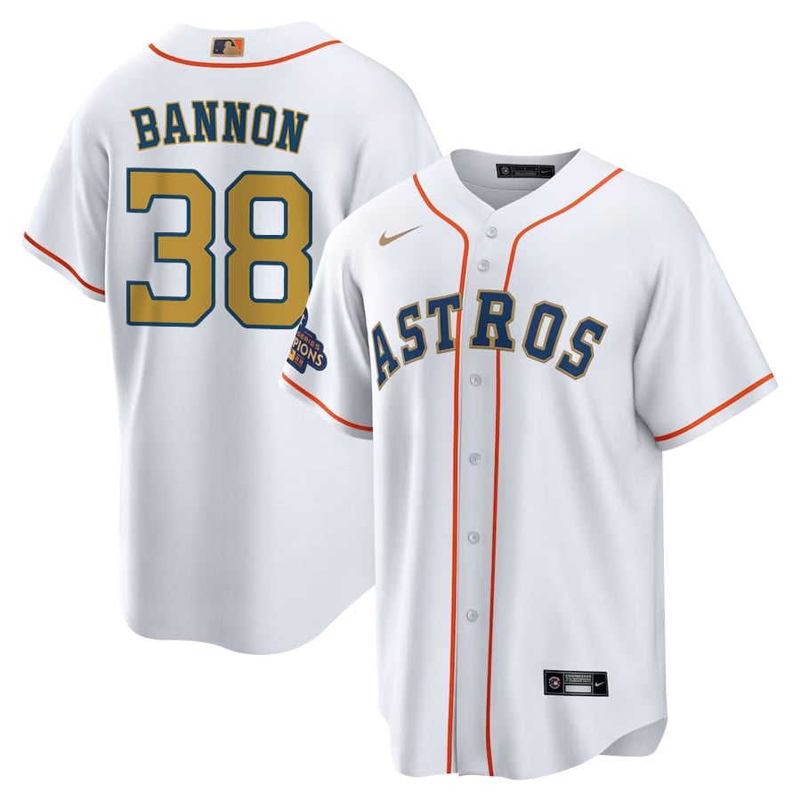Rylan Bannon 38 Houston Astros 2023 Men Jersey - White/Gold