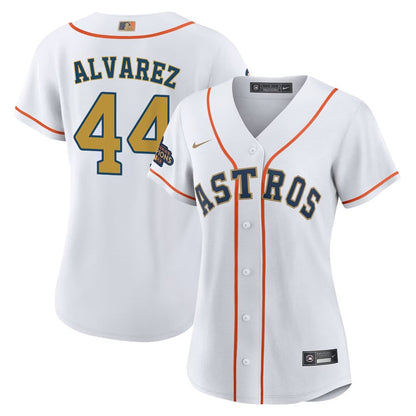 Yordan Alvarez 44 Houston Astros 2023 Gold Collection Women Jersey - White/Gold