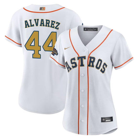 Yordan Alvarez 44 Houston Astros 2023 Gold Collection Women Jersey - White/Gold