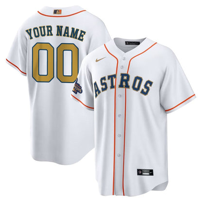 Custom 00 Houston Astros 2023 Men Jersey - White/Gold