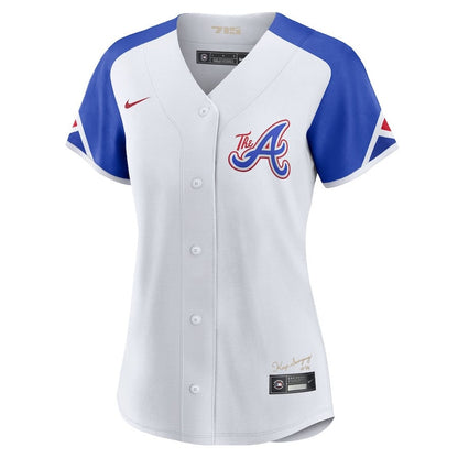 Ronald Acuña Jr. 13 Atlanta Braves 2023 City Connect Women Jersey - White