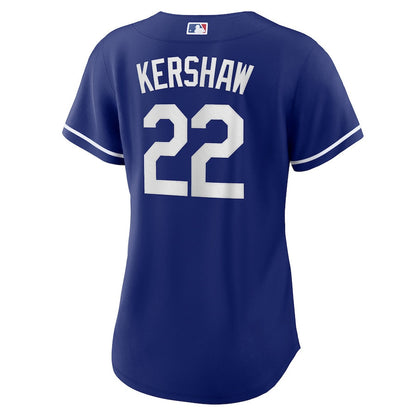 Clayton Kershaw 22 Los Angeles Dodgers Alternate Women Jersey - Royal