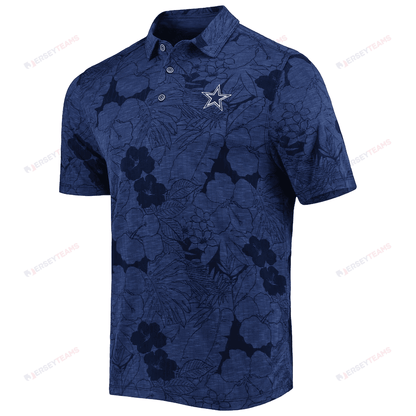 Dallas Cowboys Polo Shirt Floral Flowers Pattern Printed - Navy