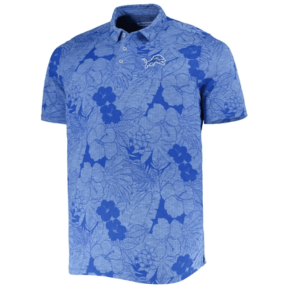 Detroit Lions Men Polo Shirt Floral Flowers Pattern Printed - Blue