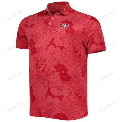 San Francisco 49ers Men Polo Shirt Floral Flowers Pattern Printed - Red